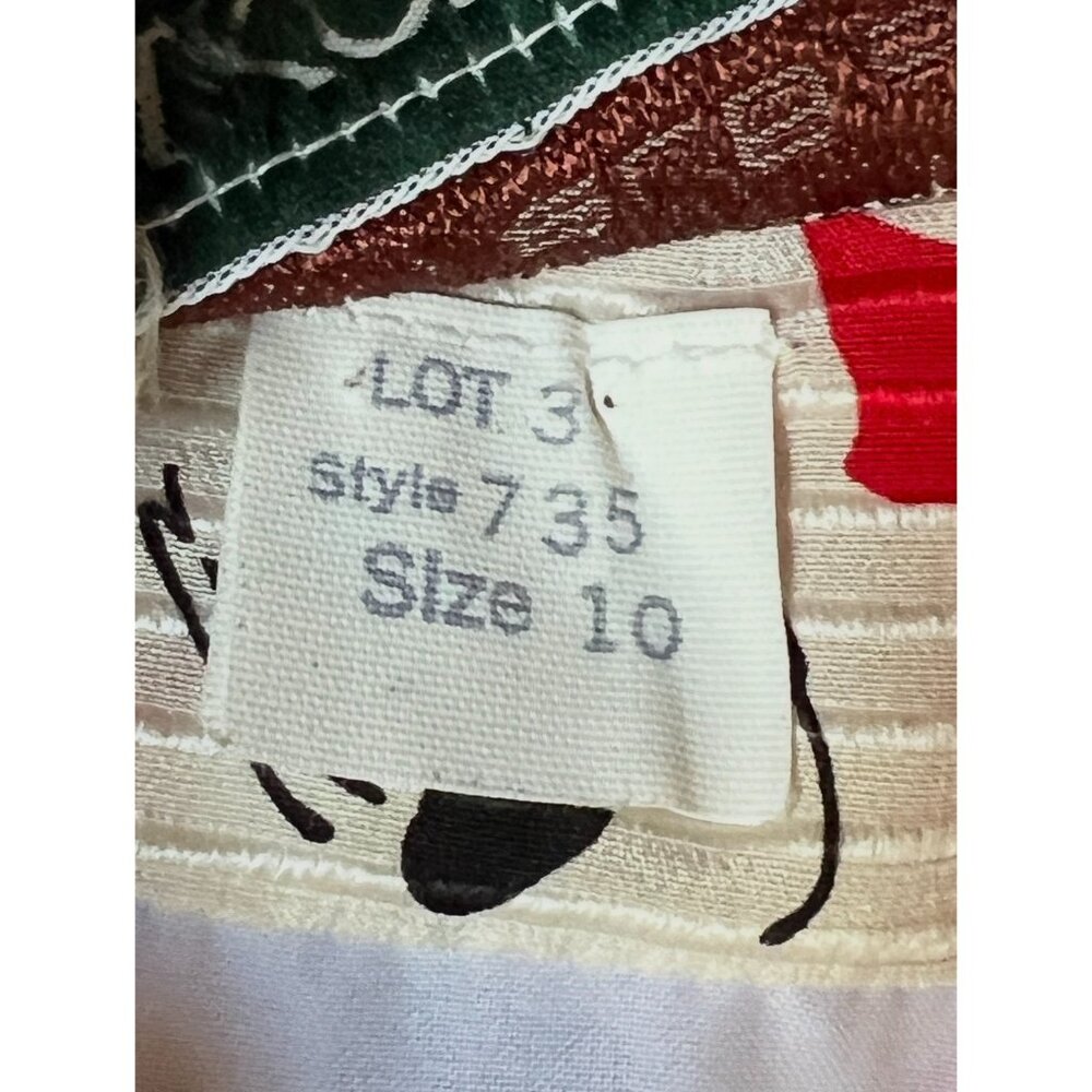 Digna Yero Sakowitz Womens Dress Size 10 Red Blk Wht Puff Sleeves & Draped Yoke - Picture 12 of 16